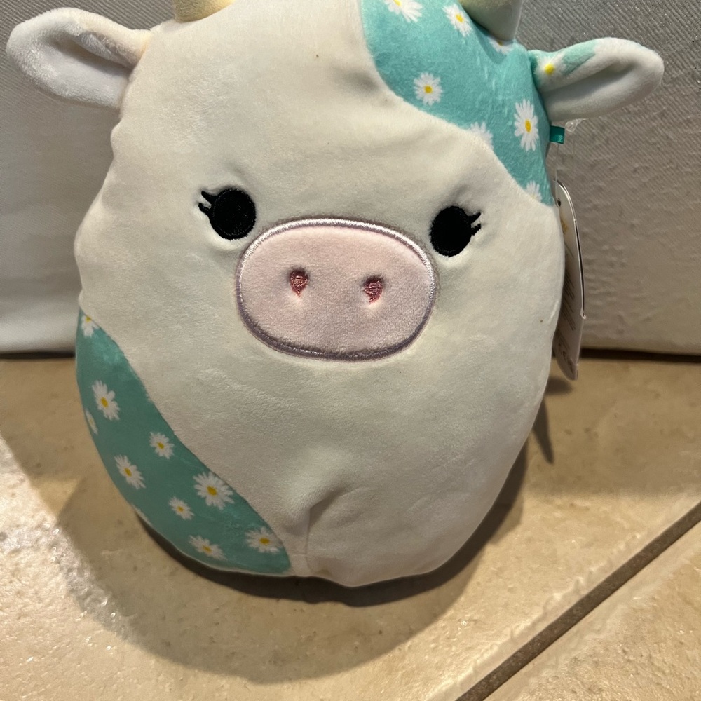 Squishmallows Easter Belana The Cow Blue Daisy Plush